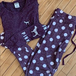 VS pink pj set med. bottom/large top